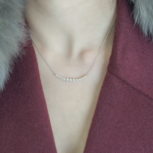 Curved diamond necklace